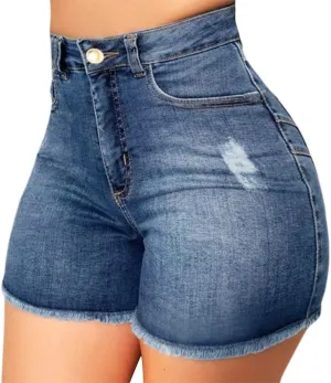 Jean Shorts for Women Casual Summer Frayed Denim Shorts High Waisted Distressed Ripped Jean Shorts Trendy Cut Off Shorts