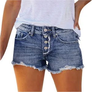 Jean Shorts for Women Casual Summer Frayed Denim Shorts High Waisted Distressed Ripped Jean Shorts Trendy Cut Off Shorts
