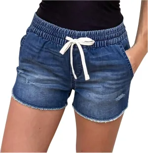 Jean Shorts for Women Casual Summer Frayed Denim Shorts High Waisted Distressed Ripped Jean Shorts Trendy Cut Off Shorts