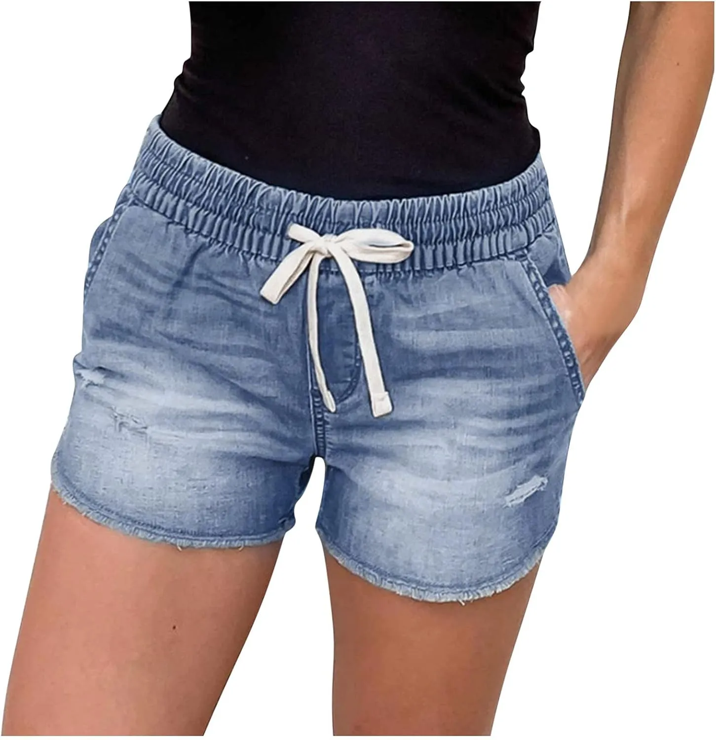 Jean Shorts for Women Casual Summer Frayed Denim Shorts High Waisted Distressed Ripped Jean Shorts Trendy Cut Off Shorts