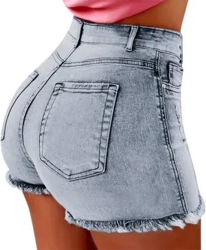 Jean Shorts for Women Casual Summer Frayed Denim Shorts High Waisted Distressed Ripped Jean Shorts Trendy Cut Off Shorts