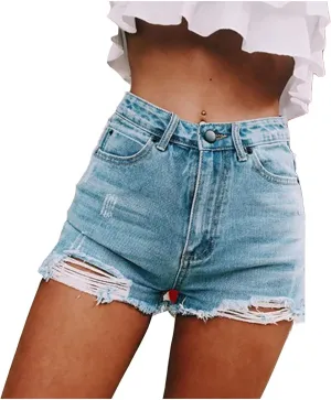 Jean Shorts for Women Casual Summer Frayed Denim Shorts High Waisted Distressed Ripped Jean Shorts Trendy Cut Off Shorts