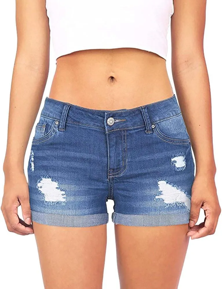 Jean Shorts for Women Casual Summer Frayed Denim Shorts High Waisted Distressed Ripped Jean Shorts Trendy Cut Off Shorts