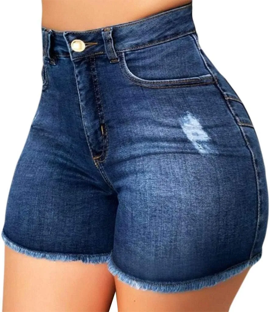 Jean Shorts for Women Casual Summer Frayed Denim Shorts High Waisted Distressed Ripped Jean Shorts Trendy Cut Off Shorts