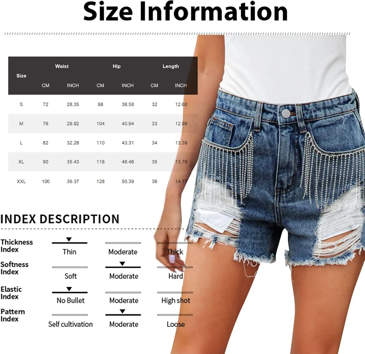 Jean Shorts Women's Vintage High-Waisted Ripped Frayed Denim Shorts Summer Street Style Casual
