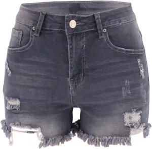 Jean Shorts Women's Vintage High-Waisted Ripped Frayed Denim Shorts Summer Street Style Casual