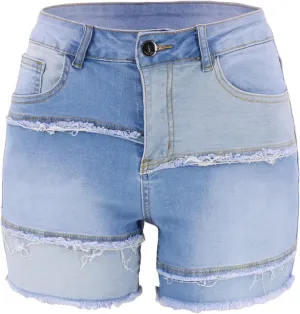 Jean Shorts Women's Vintage High-Waisted Ripped Frayed Denim Shorts Summer Street Style Casual