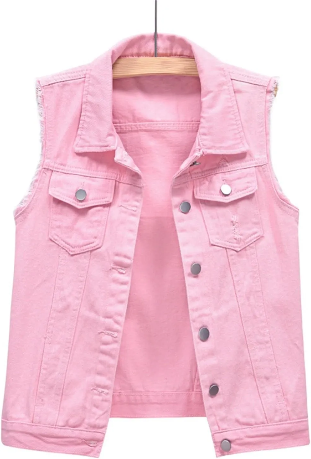 Jean Vest Top for Women Womens Denim Vest Sleeveless Cropped Denim Jacket Button Down Jean Waistcoat with Pockets