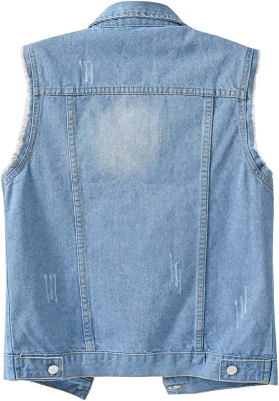 Jean Vest Top for Women Womens Denim Vest Sleeveless Cropped Denim Jacket Button Down Jean Waistcoat with Pockets