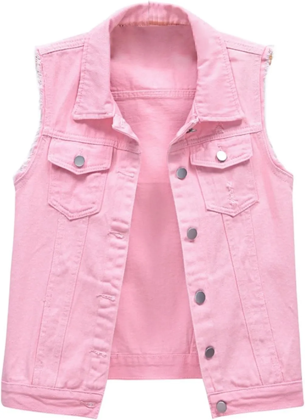 Jean Vest Top for Women Womens Denim Vest Sleeveless Cropped Denim Jacket Button Down Jean Waistcoat with Pockets