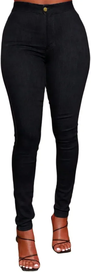 Jeggings for Women Tummy Control Elastic High Waisted Mom Jeans Denim Stretchy Yoga Jean Leggings with Pockets