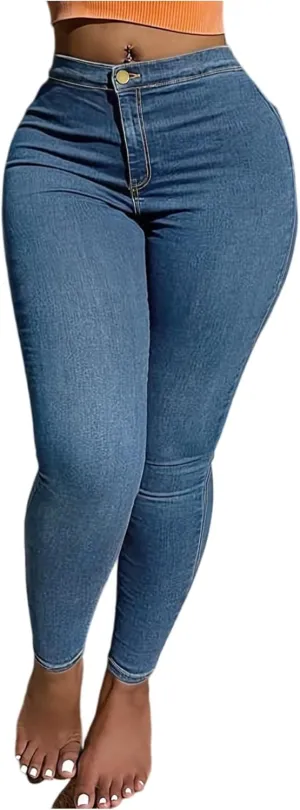 Jeggings for Women Tummy Control Elastic High Waisted Mom Jeans Denim Stretchy Yoga Jean Leggings with Pockets