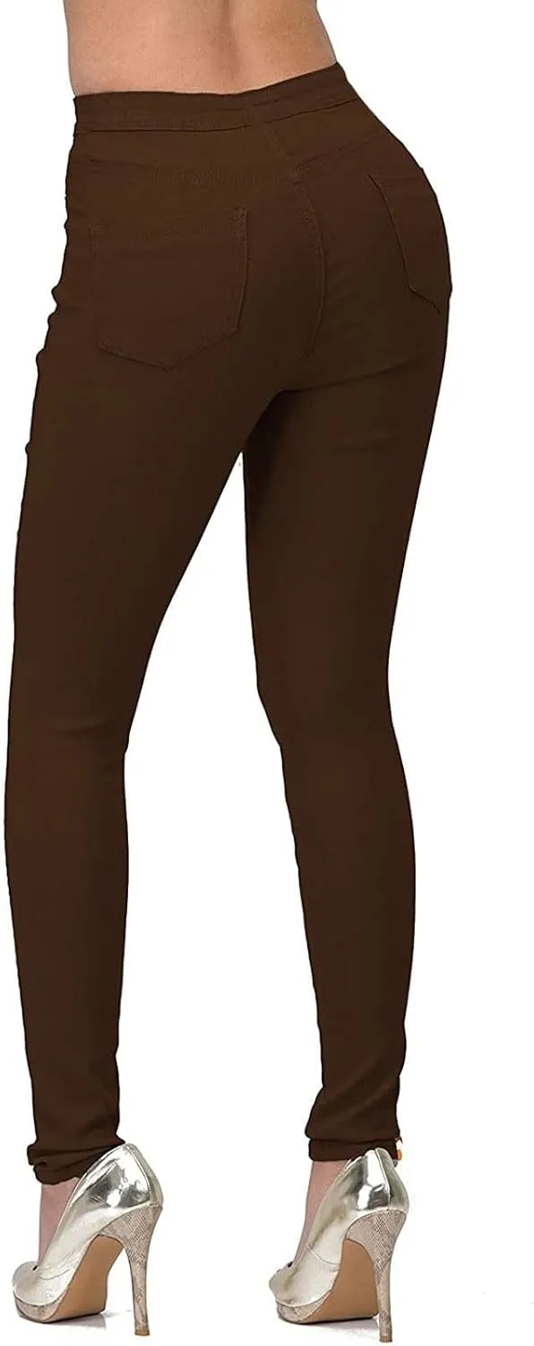 Jeggings for Women with Pocket High Waisted Button Fly Skinny Mom Jeans Tummy Control Stretchy Denim Pencil Pants