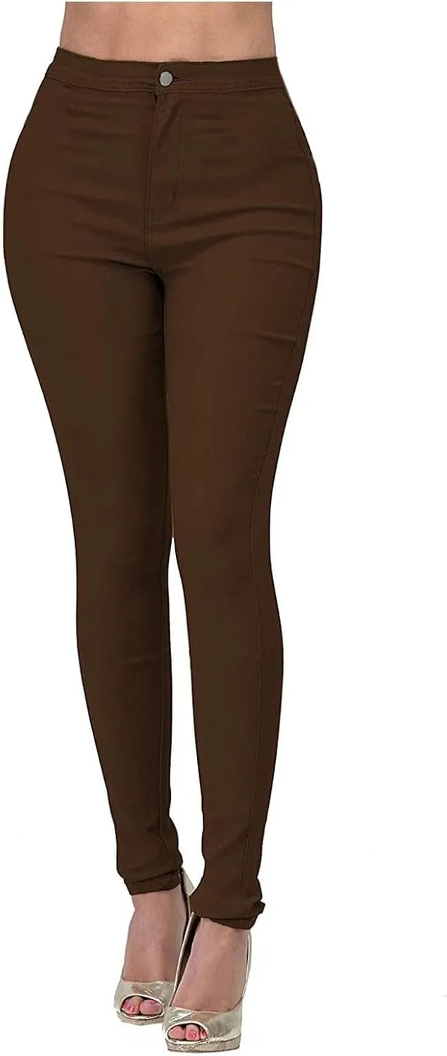 Jeggings for Women with Pocket High Waisted Button Fly Skinny Mom Jeans Tummy Control Stretchy Denim Pencil Pants