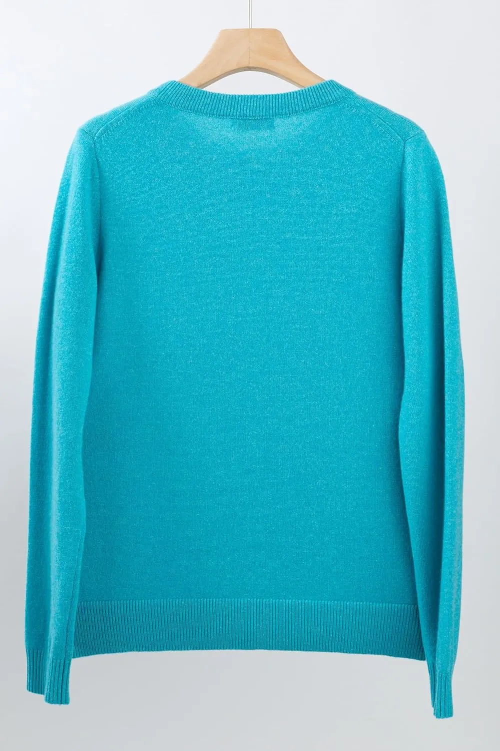 JENNIE LIU Women's 100% Pure Cashmere Long Sleeve Crew Neck Sweater