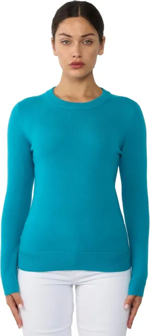 JENNIE LIU Women's 100% Pure Cashmere Long Sleeve Crew Neck Sweater