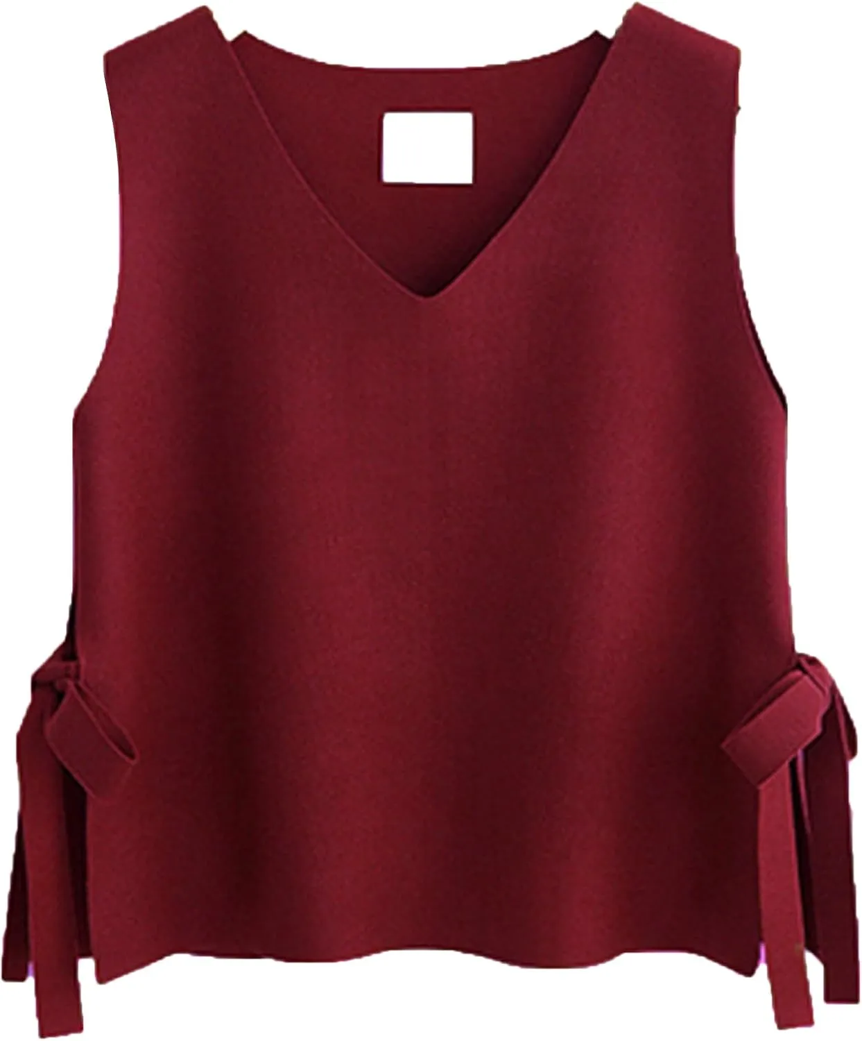 JEsilunmaMY Women's Side Tie Sleeveless Sweater Vest Lightweight V Neck Pullover Tank Tops Solid Color Loose Knitwear Vest