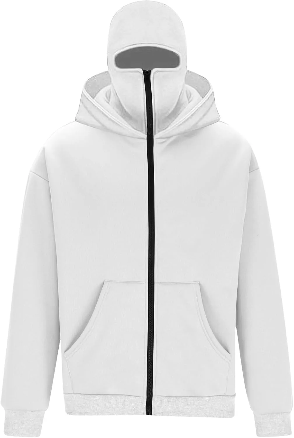 JIEMUXIU Zip Up Hoodie Men Casual Fashion Atnletic Pullover Sportwear Lightweight Cargo Hooded Sweatshirts with Face Mask