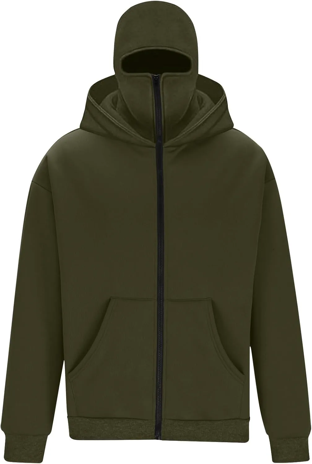 JIEMUXIU Zip Up Hoodie Men Casual Fashion Atnletic Pullover Sportwear Lightweight Cargo Hooded Sweatshirts with Face Mask
