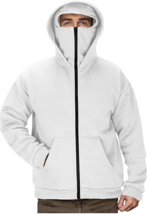JIEMUXIU Zip Up Hoodie Men Casual Fashion Atnletic Pullover Sportwear Lightweight Cargo Hooded Sweatshirts with Face Mask