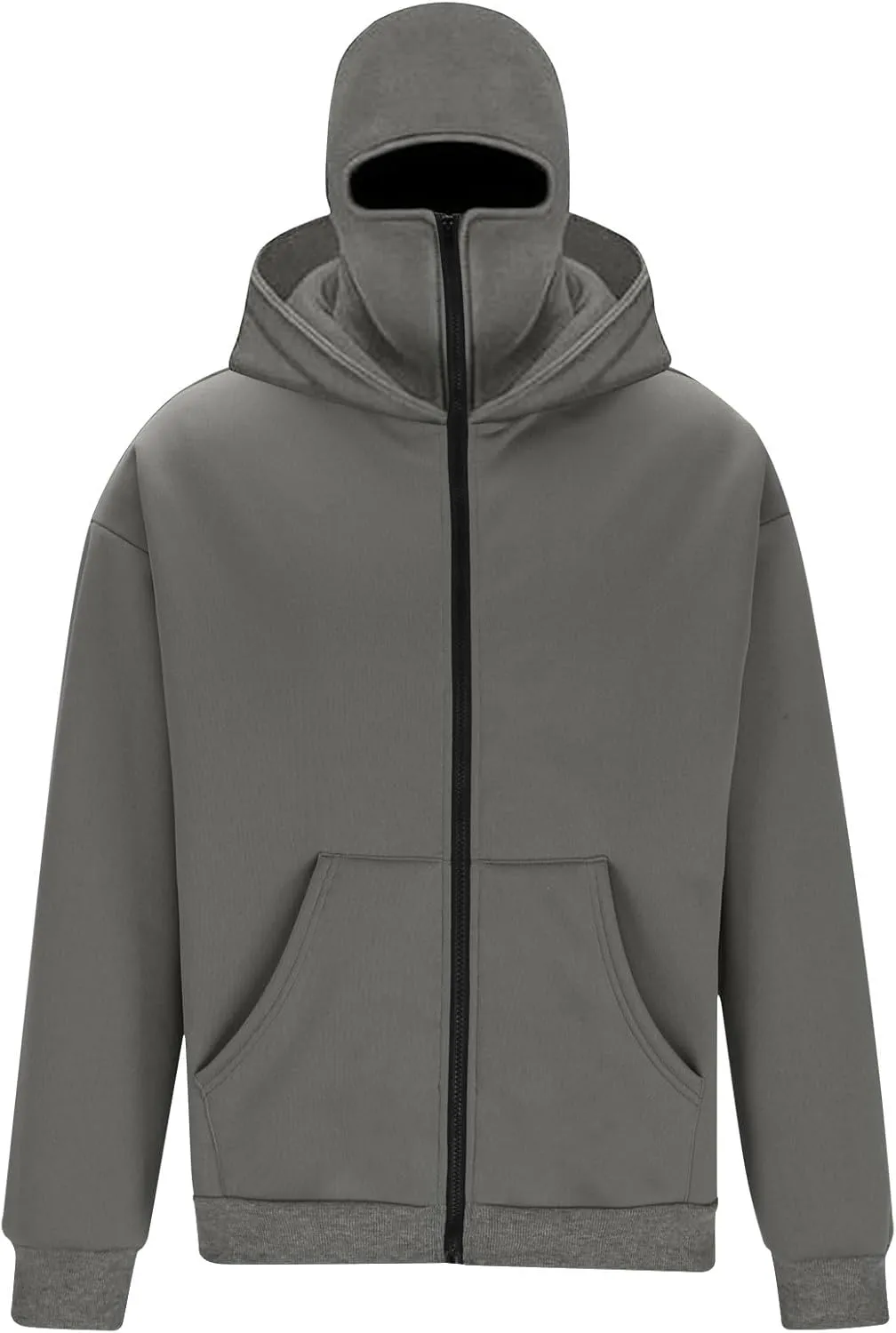 JIEMUXIU Zip Up Hoodie Men Casual Fashion Atnletic Pullover Sportwear Lightweight Cargo Hooded Sweatshirts with Face Mask
