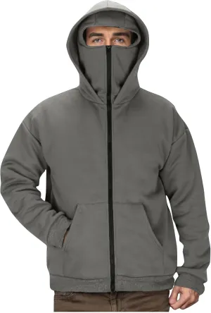 JIEMUXIU Zip Up Hoodie Men Casual Fashion Atnletic Pullover Sportwear Lightweight Cargo Hooded Sweatshirts with Face Mask