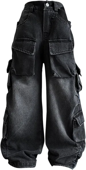Kids Fall Clothes Girls Kids Girls Ripped Distressed Washed Baggy Wide Leg Casual Jeans Size 5 16 Toddler Leggings 2t