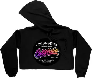 LA Women's Cropped Fleece Hoodie - California Cropped Hoodie for Women - Unique Hooded Sweatshirt