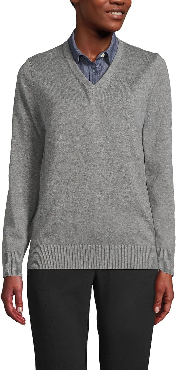 Lands' End Men's Cotton Modal V-Neck Sweater