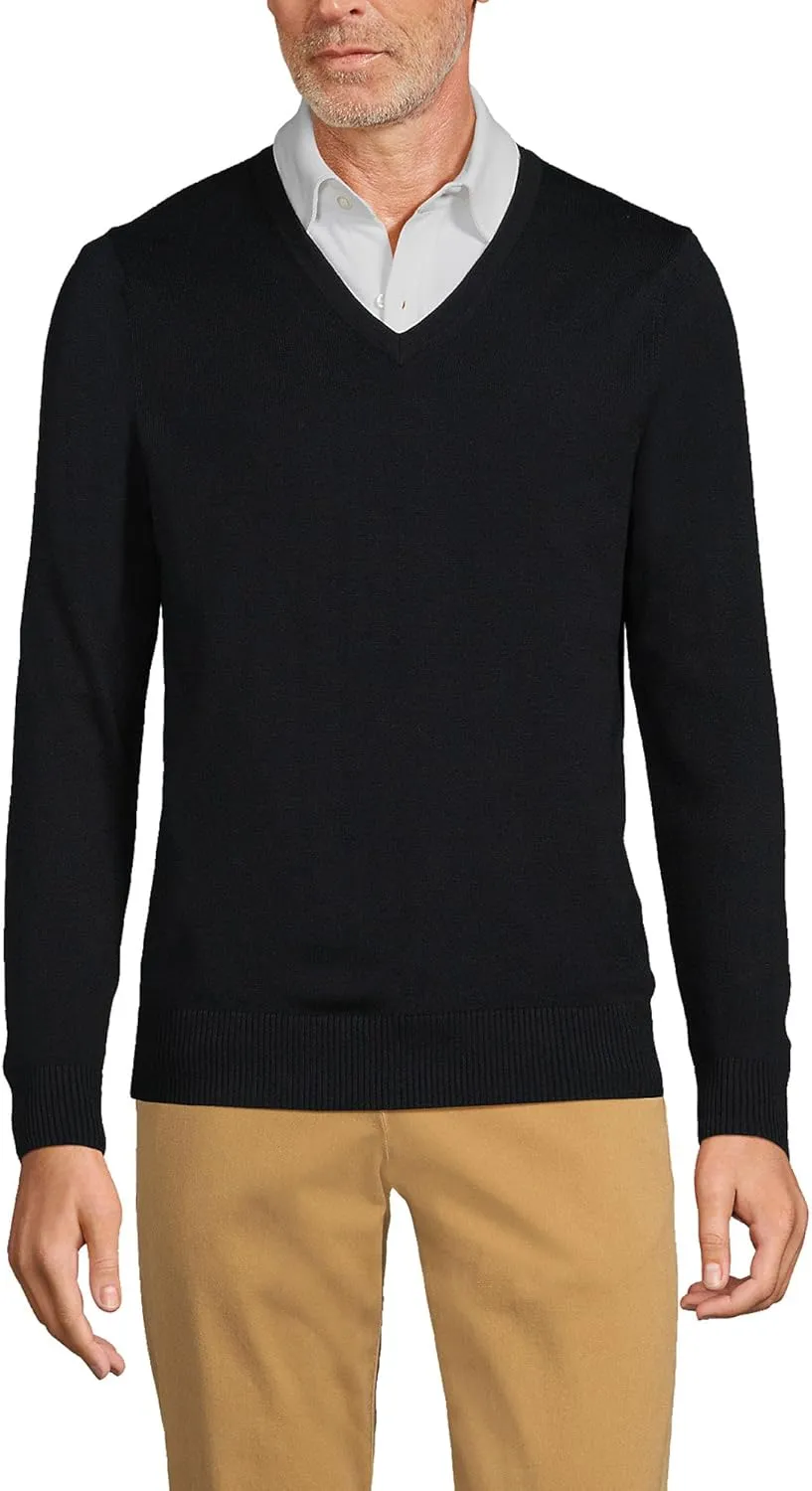 Lands' End Men's Cotton Modal V-Neck Sweater