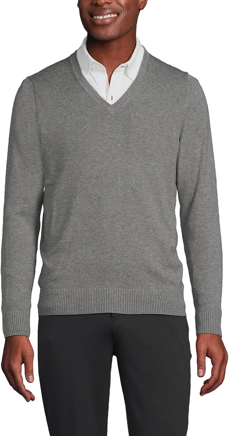 Lands' End Men's Cotton Modal V-Neck Sweater