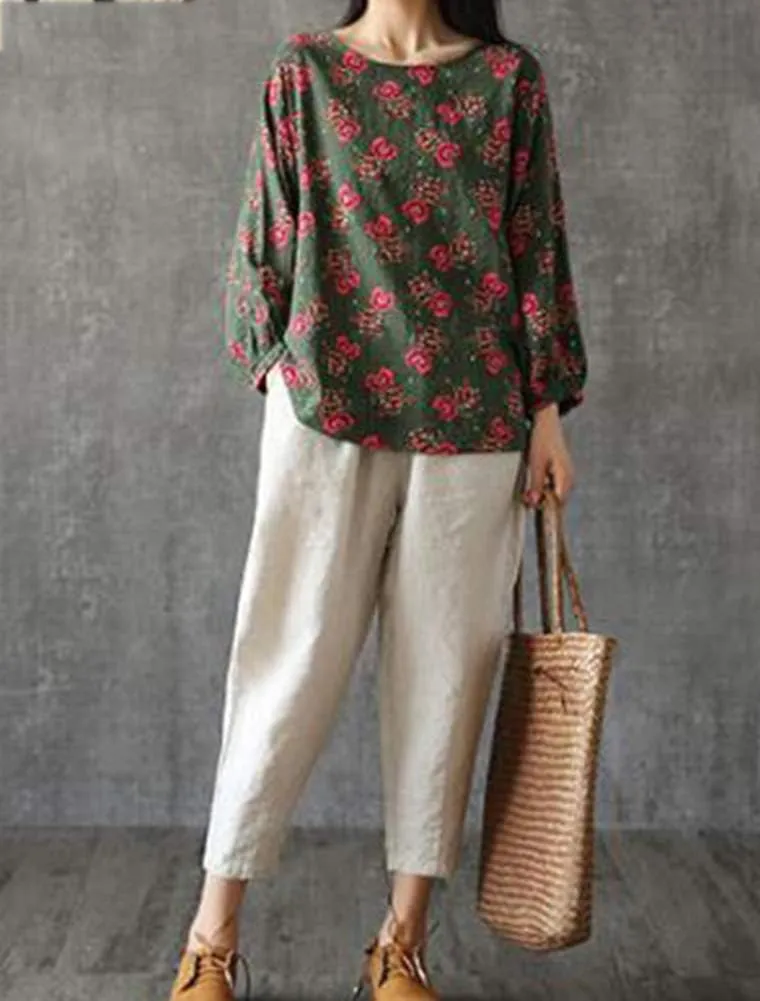 LaovanIn Women's Linen Cropped Pants Tapered Ankle Capris Trousers Elastic Waist