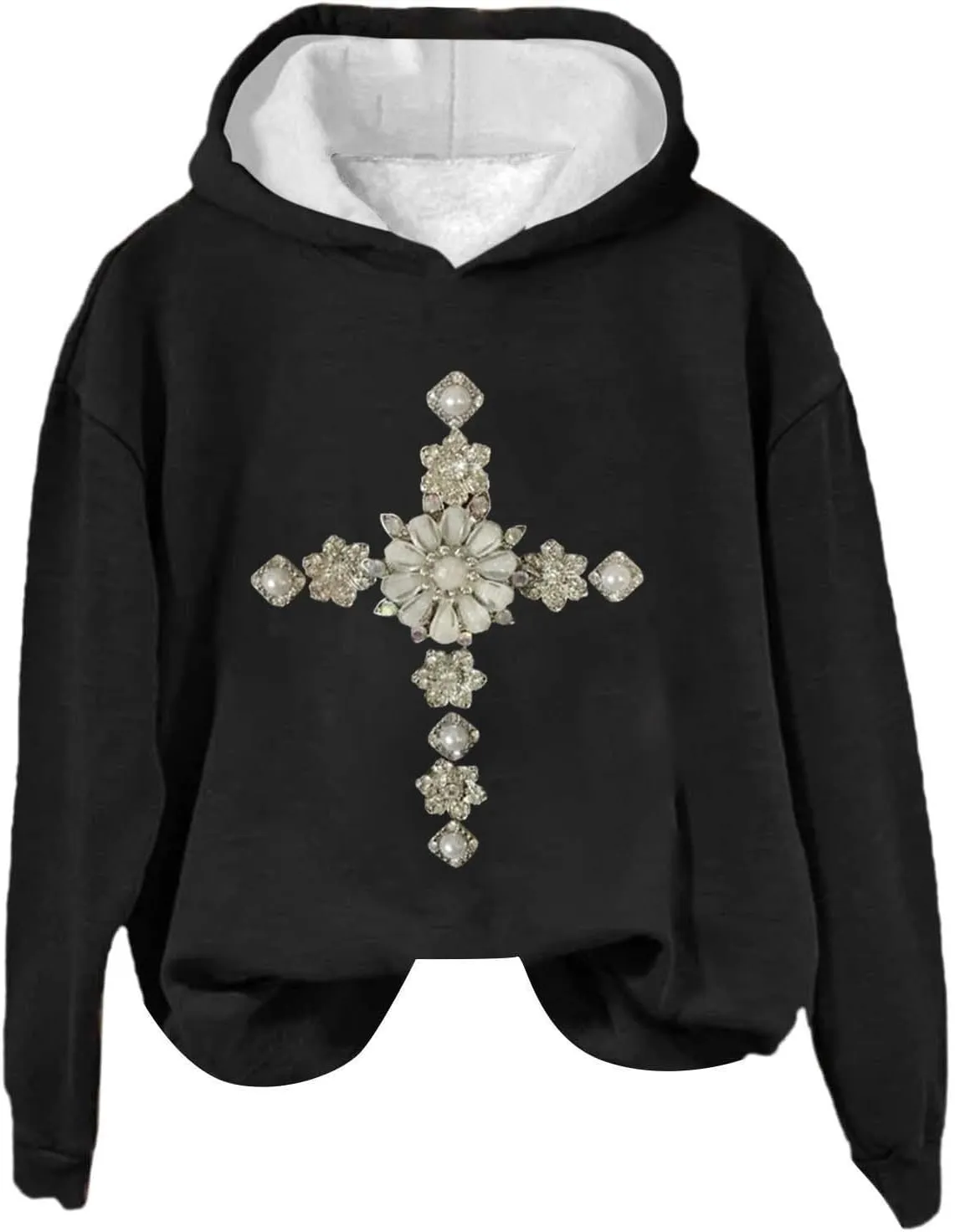 LCMTWX Women's Graphic Hoodies Color Crew Neck Sleeved Christmas Print Hoodie Midweight Long Sleeve Hoodie For Women Hoodie F