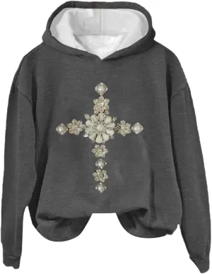 LCMTWX Women's Graphic Hoodies Color Crew Neck Sleeved Christmas Print Hoodie Midweight Long Sleeve Hoodie For Women Hoodie F