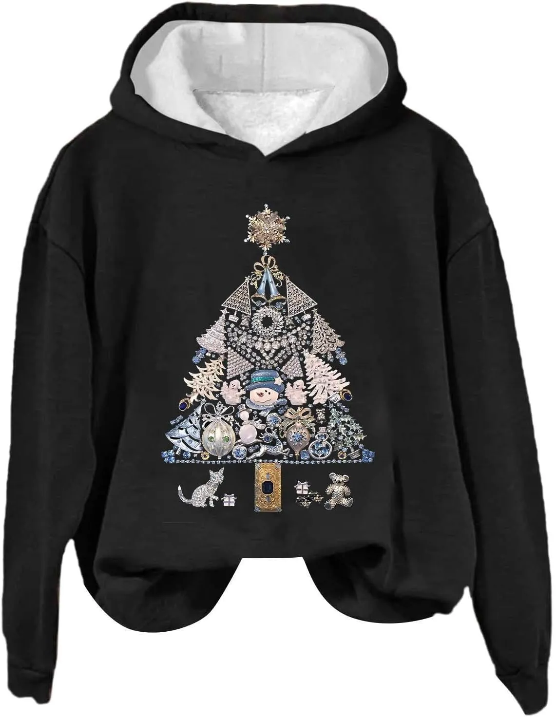 LCMTWX Women's Graphic Hoodies Color Crew Neck Sleeved Christmas Print Hoodie Midweight Long Sleeve Hoodie For Women Hoodie F