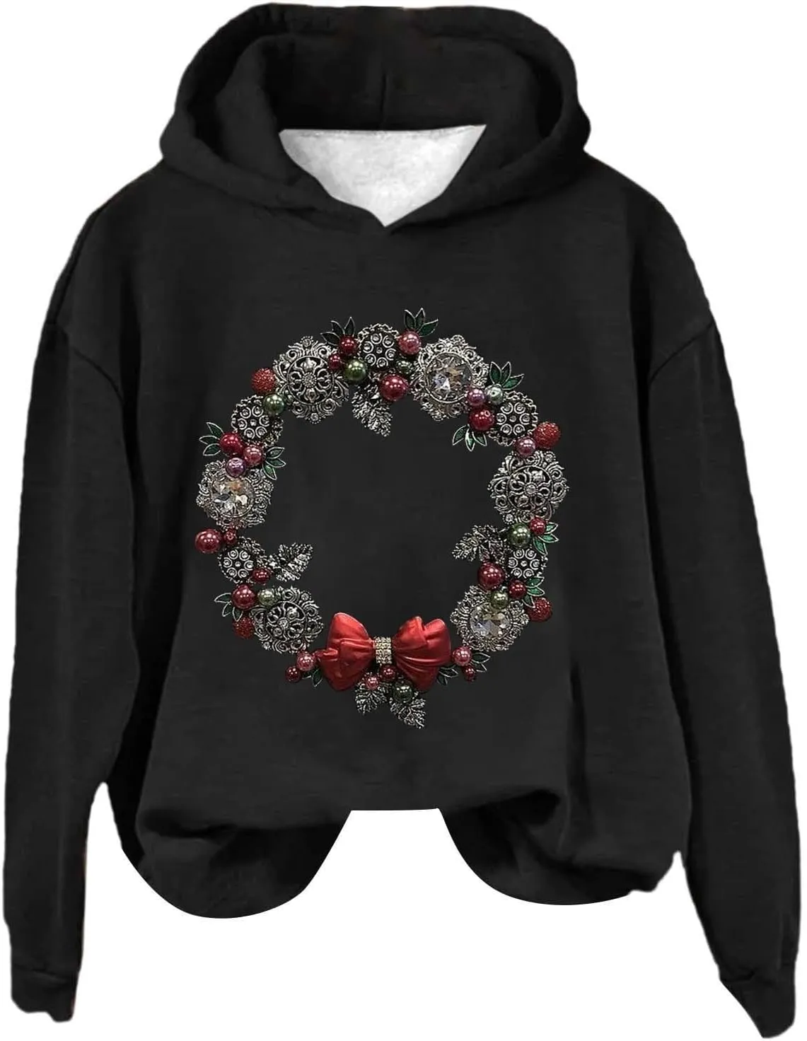 LCMTWX Women's Graphic Hoodies Color Crew Neck Sleeved Christmas Print Hoodie Midweight Long Sleeve Hoodie For Women Hoodie F