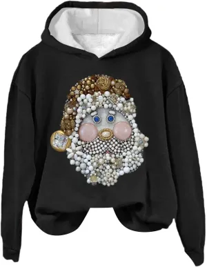 LCMTWX Women's Graphic Hoodies Color Crew Neck Sleeved Christmas Print Hoodie Midweight Long Sleeve Hoodie For Women Hoodie F