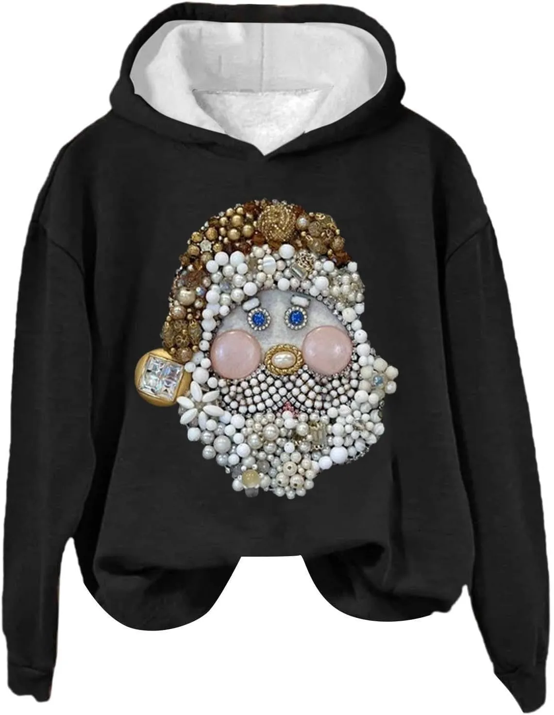 LCMTWX Women's Graphic Hoodies Color Crew Neck Sleeved Christmas Print Hoodie Midweight Long Sleeve Hoodie For Women Hoodie F
