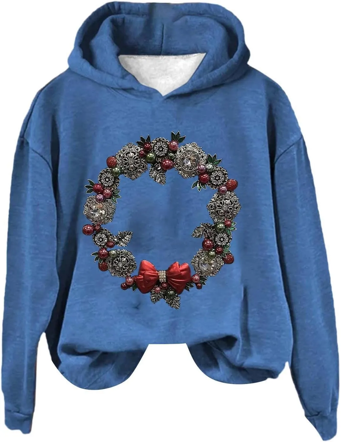 LCMTWX Women's Graphic Hoodies Color Crew Neck Sleeved Christmas Print Hoodie Midweight Long Sleeve Hoodie For Women Hoodie F