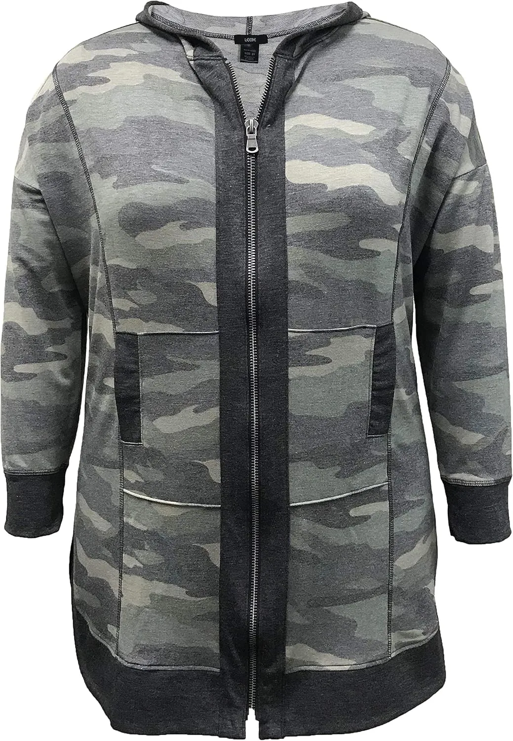 LEEBE Women's Plus Size Tunic Length Zip-Up Hoodie (1X-5X)