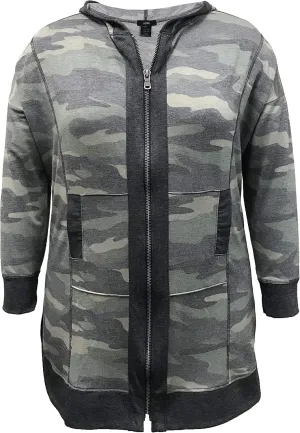 LEEBE Women's Plus Size Tunic Length Zip-Up Hoodie (1X-5X)
