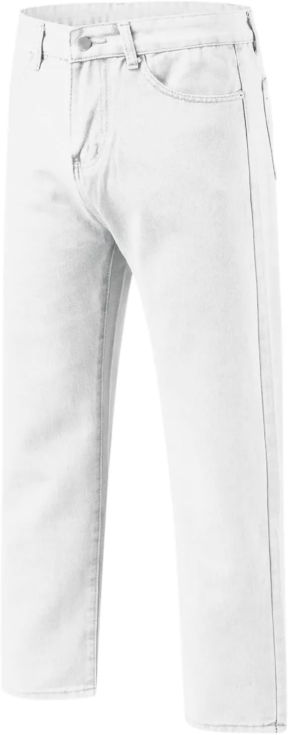 Leg Men's Pants Plus-Size Street Pants with Pocket Fashion Jeans Nine Points Pants Comfort Flex Waist Jean Men