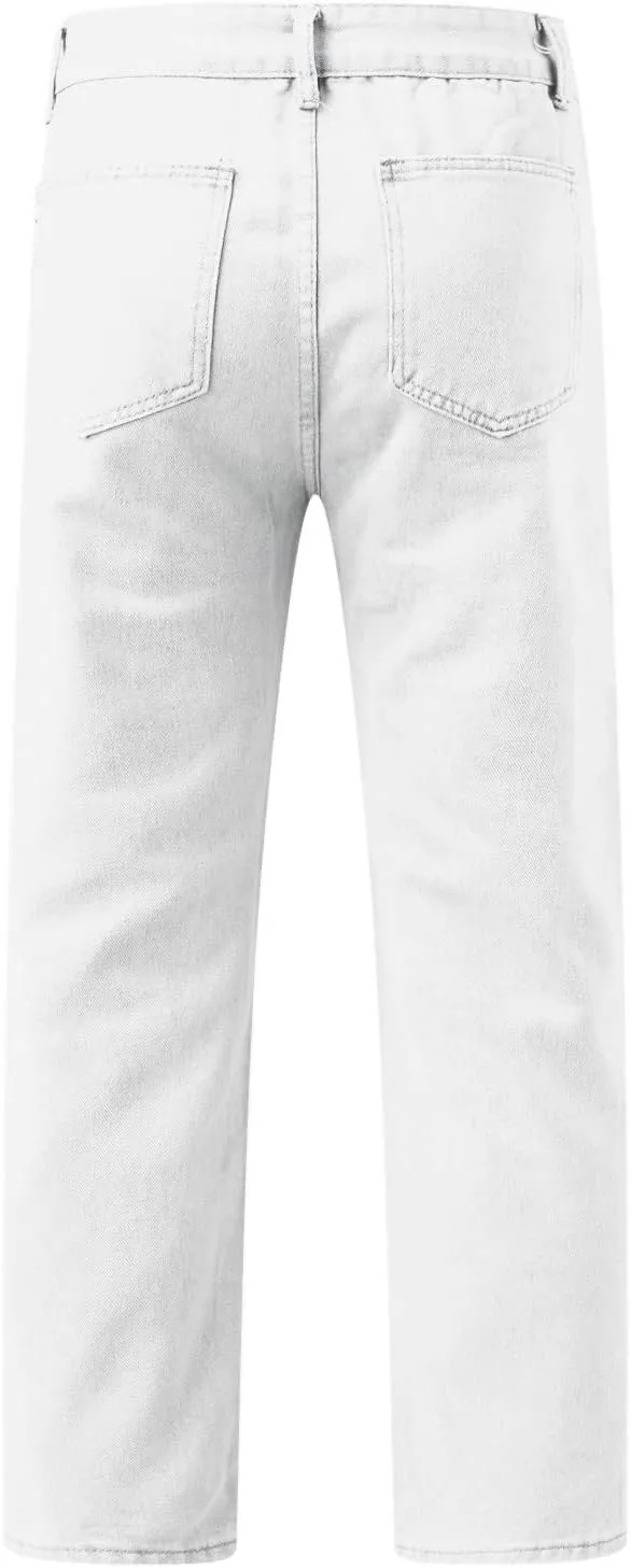 Leg Men's Pants Plus-Size Street Pants with Pocket Fashion Jeans Nine Points Pants Comfort Flex Waist Jean Men