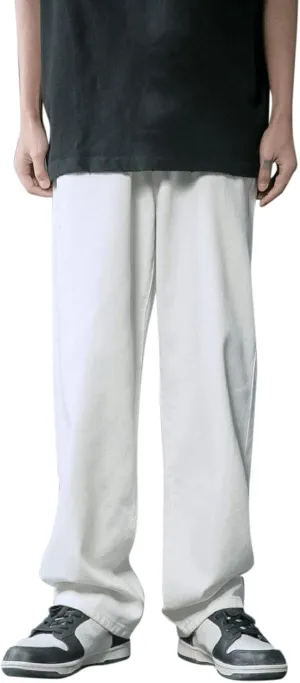 Leg Men's Pants Plus-Size Street Pants with Pocket Fashion Jeans Nine Points Pants Comfort Flex Waist Jean Men