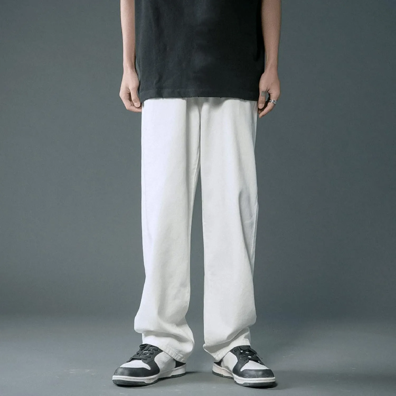 Leg Men's Pants Plus-Size Street Pants with Pocket Fashion Jeans Nine Points Pants Comfort Flex Waist Jean Men