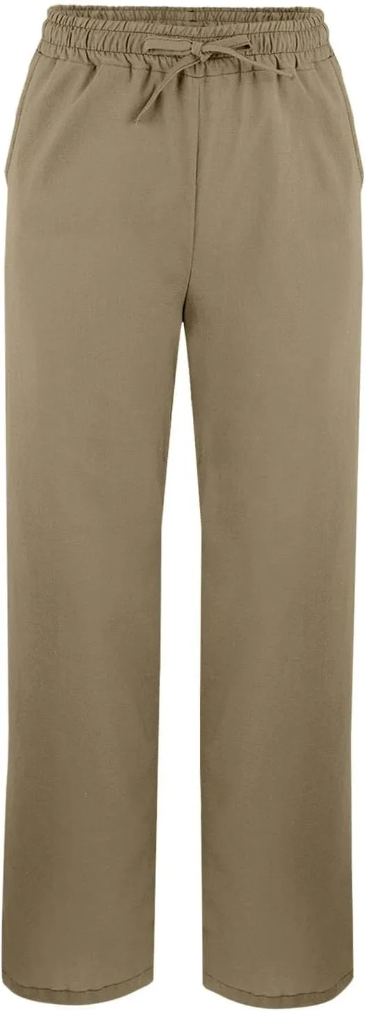 Linen Capri Pants for Women 2025 Summer Casual Slit Hem Trousers Loose Fit Plus Size Pant Drawstring with Pockets