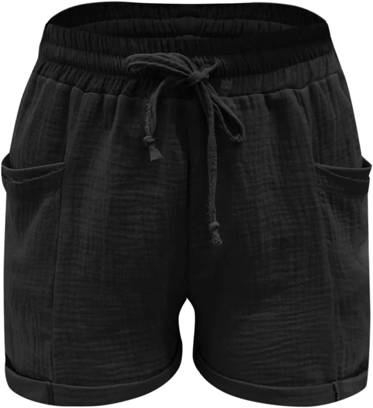 Linen Shorts for Women High Waisted Wide Leg Drawstring Casual Summer Beach Shorts Plus Size Cute Flowy Lounge Shorts