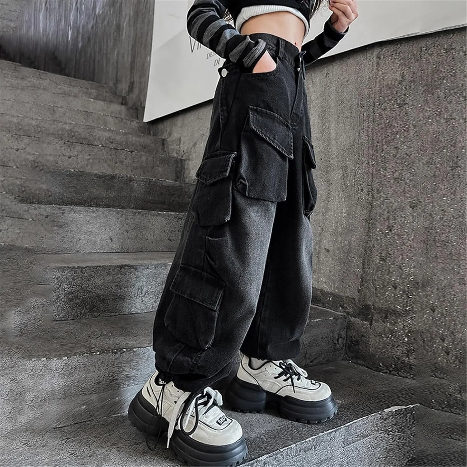 Little Girl Outfits Kids Girls Ripped Distressed Washed Baggy Wide Leg Casual Jeans Size 5 16 Women's Fitness Pants