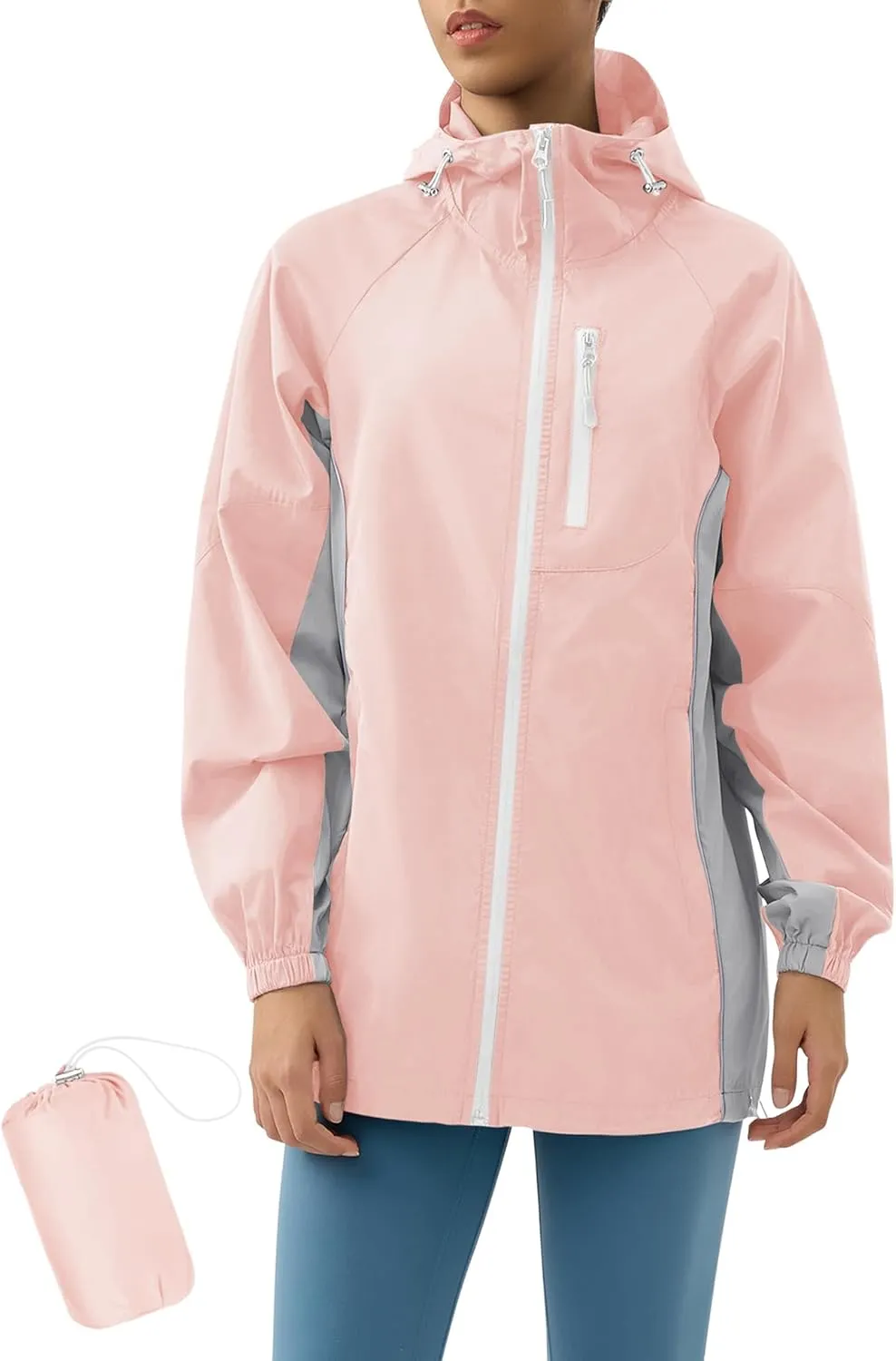 LOMON Lightweight Active Rain Jacket Hooded Water Resistant Raincoat Windbreaker Casual Jacket