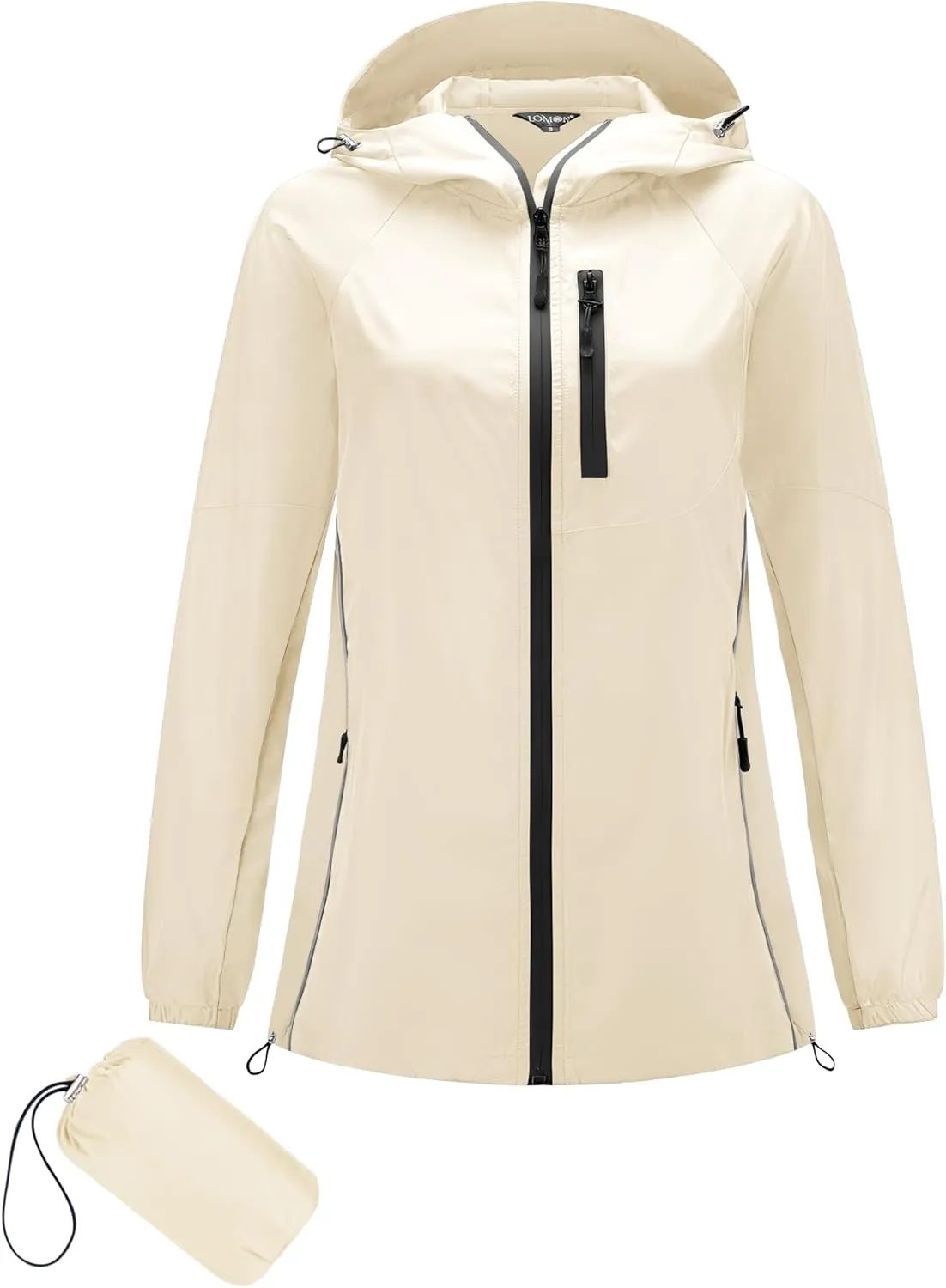 LOMON Lightweight Active Rain Jacket Hooded Water Resistant Raincoat Windbreaker Casual Jacket
